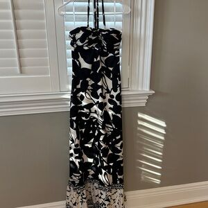 Full-length cross front dress with built in underwire